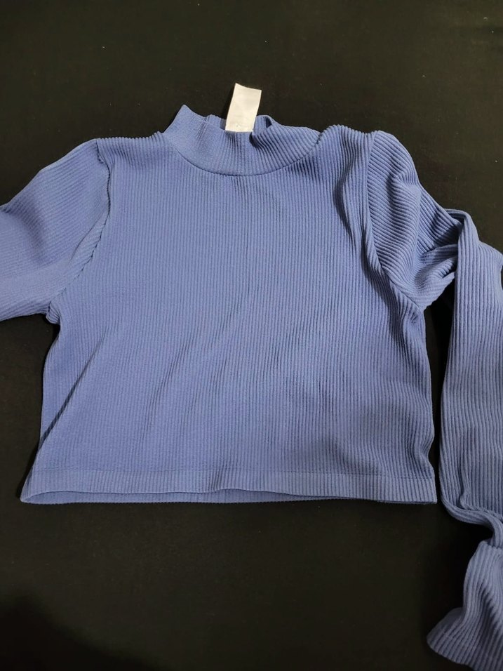 Mavi Kadın Boğazlı Fitilli Kazak - Görsel 2