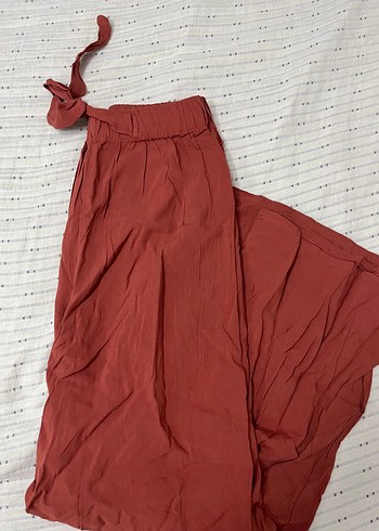 xl Beden Kadın Kahverengi Salaş Midi Kumaş Pantolon