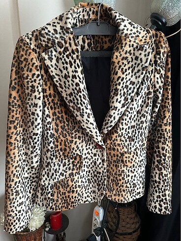Leopar kadife ceket 36 beden