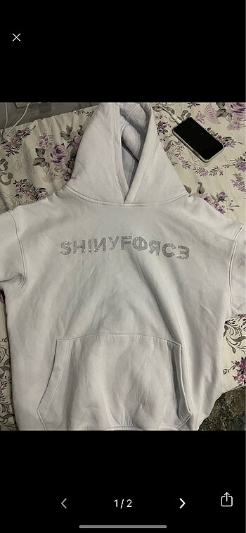 Shiny force beyaz taslı sweat