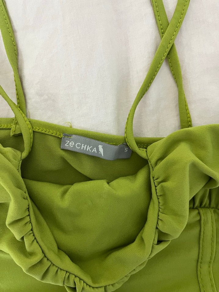 Yeşil Pilili İnce Askılı Büstiyer - Görsel 2