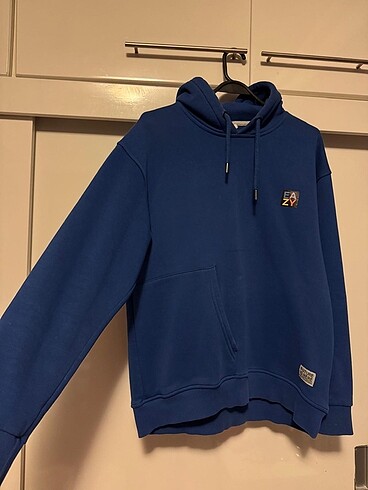 Diğer Oversize saks mavisi kapüşonlu sweatshirt