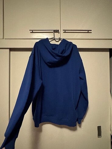 l Beden Oversize saks mavisi kapüşonlu hırka