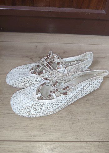 Beyaz Dantel Detaylı Bohem Kadın Espadril - Görsel 2