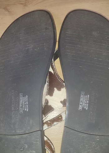 Kahverengi Deri Zebra Desenli Tokalı Kadın Sandalet - Görsel 4