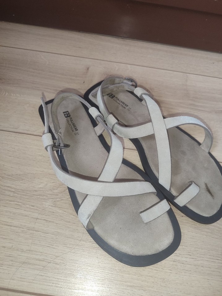 Bej Süet Kadın Sandalet - Görsel 4