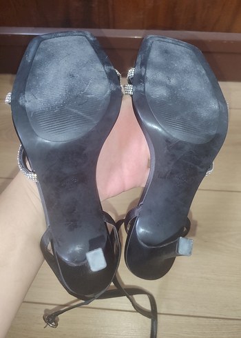 Parlak Siyah Yılan Desenli Stiletto - Görsel 4