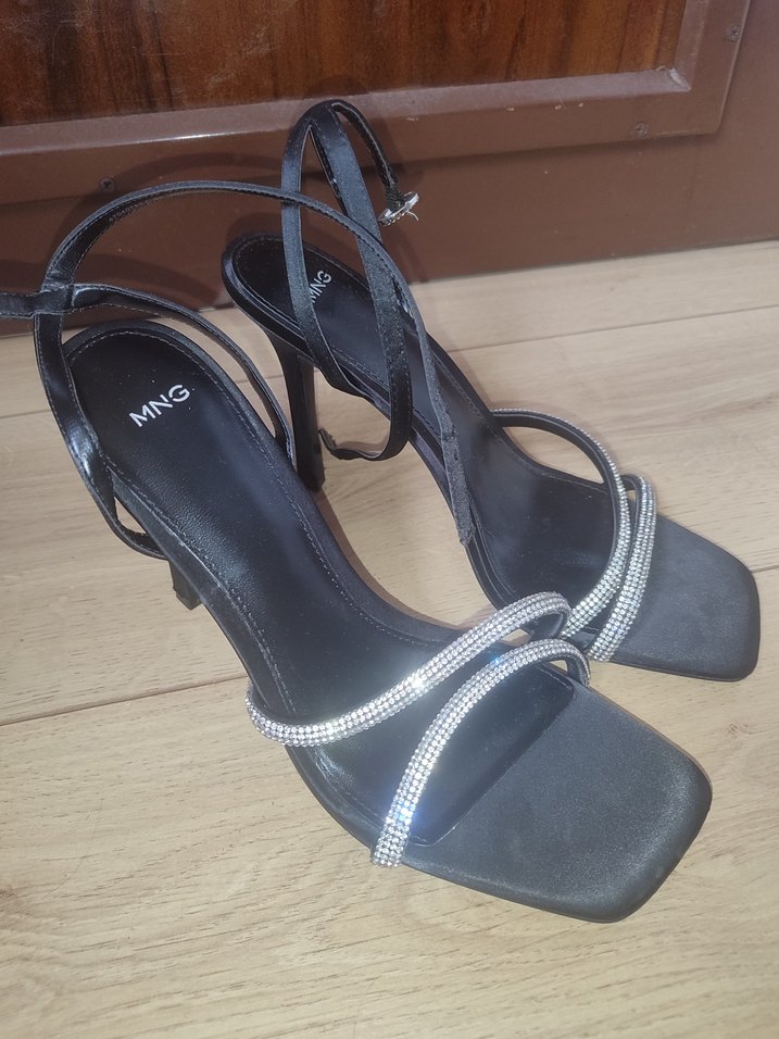 Parlak Siyah Yılan Desenli Stiletto - Görsel 2