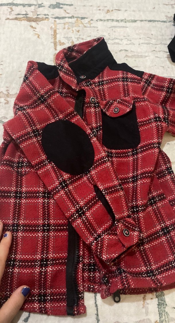 Düğmeli Kırmızı çocuk Gömlek - Görsel 2