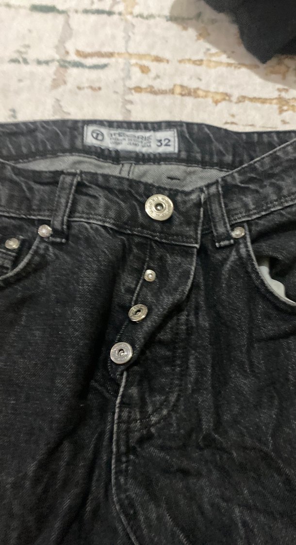 Düğmeli Siyah Erkek Denim Pantolon - Görsel 2