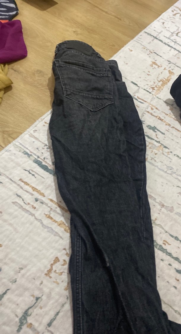 Düğmeli Siyah Erkek Denim Pantolon - Görsel 3