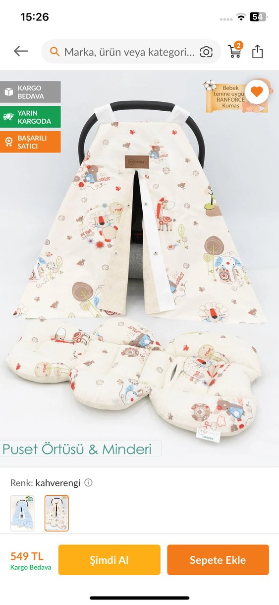 emzirme yastığı ve puset örtüsü set 3 ürün - Görsel 2