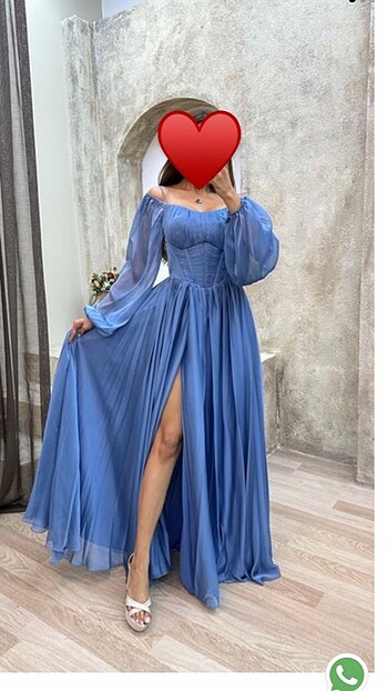 Abiye Elbise İndigo Mavi