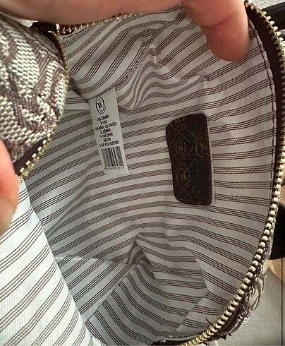  Beden kahverengi Renk Vakko Dokuma Kumaş Mini Speedy Çanta
