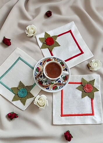 Kahve altlığı - Kahve Sunumluğu - Çeyizlik 6'lı takım - Görsel 3