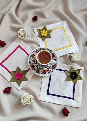 Kahve altlığı - Kahve Sunumluğu - Çeyizlik 6'lı takım - Görsel 4