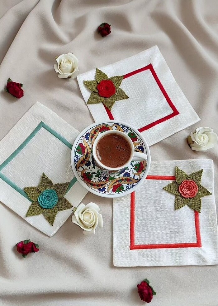 Kahve altlığı - Kahve Sunumluğu - Çeyizlik 6'lı takım - Görsel 3