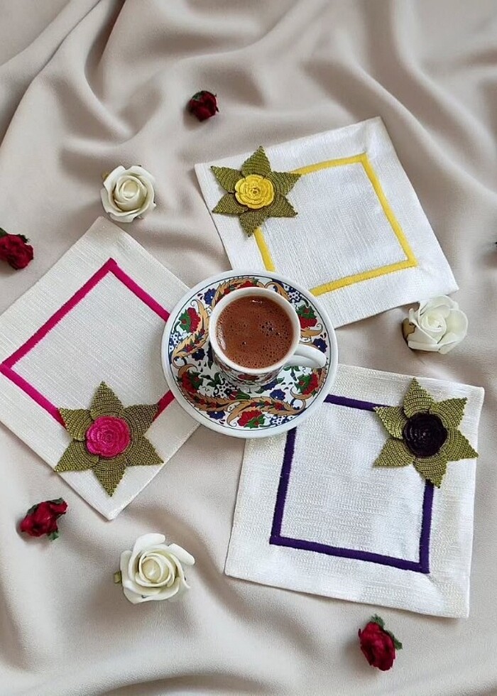 Kahve altlığı - Kahve Sunumluğu - Çeyizlik 6'lı takım - Görsel 4