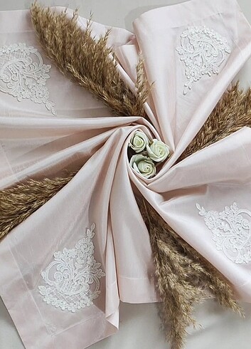 Güpürlü Bohça seti - Gelin bohçası - Nişan bohçası - Çeyizlik - Görsel 2