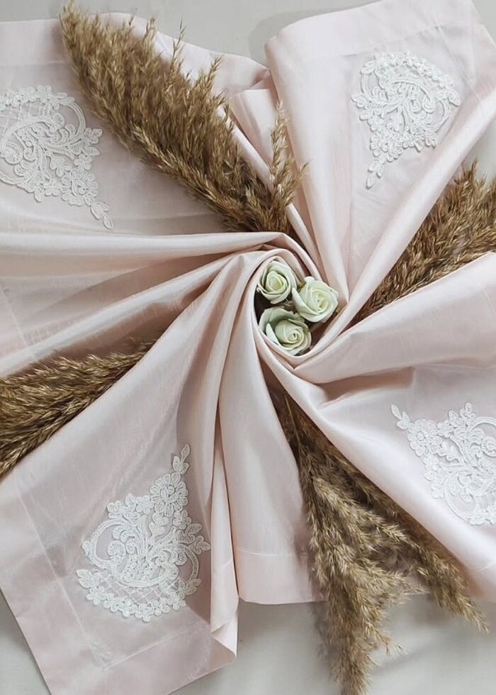 Güpürlü Bohça seti - Gelin bohçası - Nişan bohçası - Çeyizlik - Görsel 2