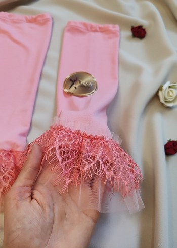 Dantel Detaylı Pembe Kolluk - Görsel 3