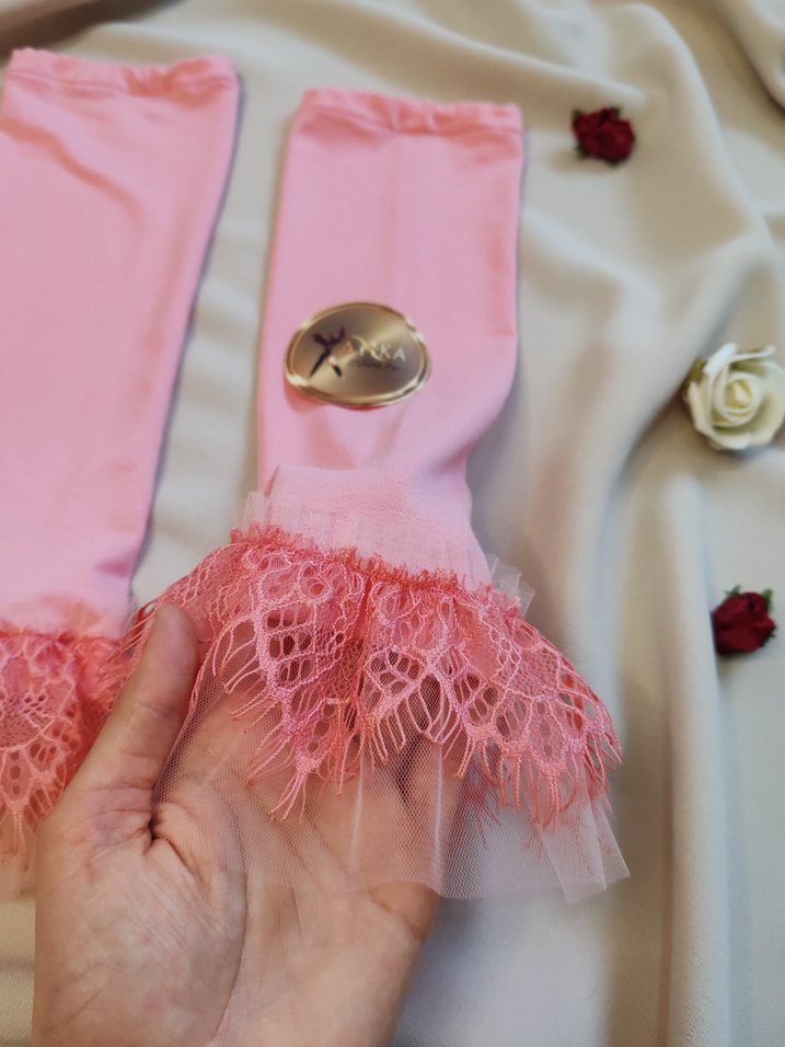 Dantel Detaylı Pembe Kolluk - Görsel 3