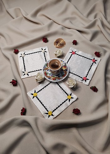 Nakışlı kahve sunum peçeteleri - Görsel 4