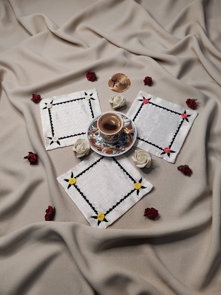 Nakışlı kahve sunum peçeteleri - Görsel 4
