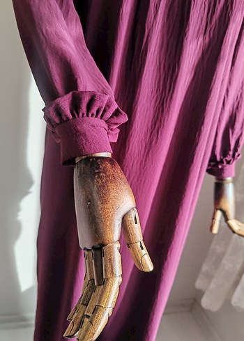 36 Beden Mürdüm Robalı Elbise - Görsel 4