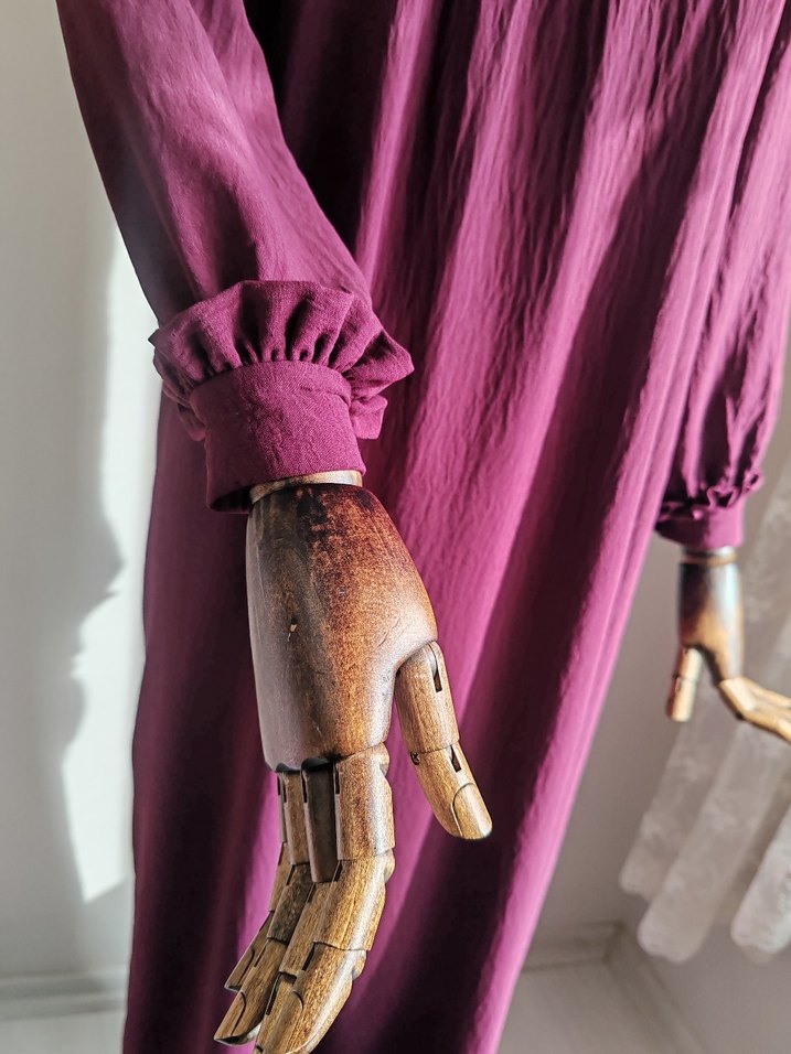 36 Beden Mürdüm Robalı Elbise - Görsel 4