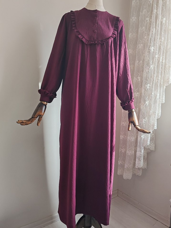 36 Beden Mürdüm Robalı Elbise - Görsel 3