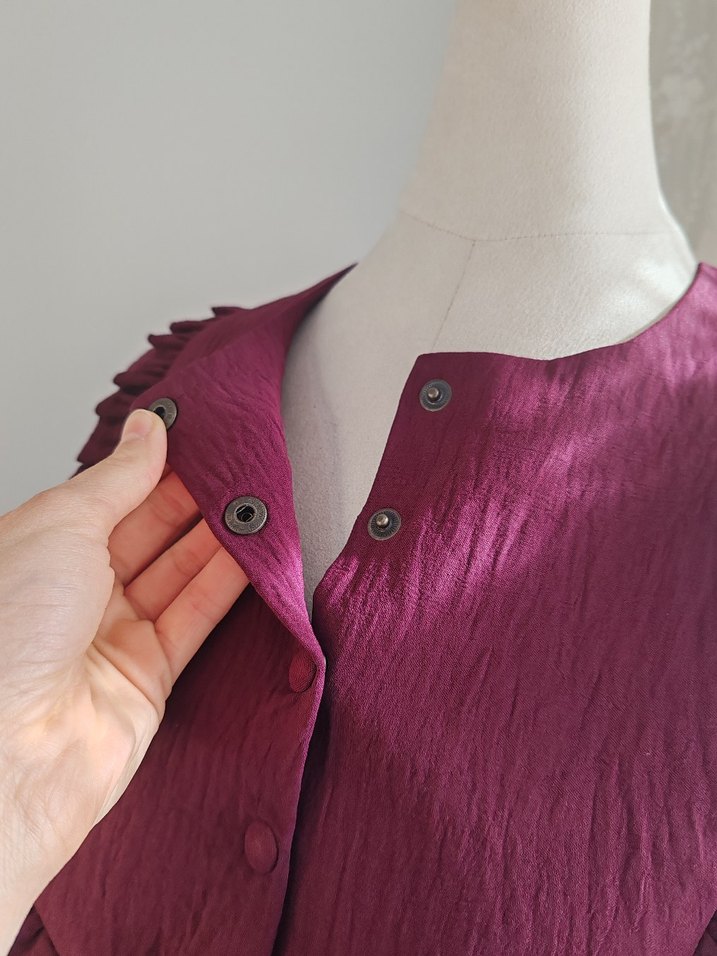 36 Beden Mürdüm Robalı Elbise - Görsel 5