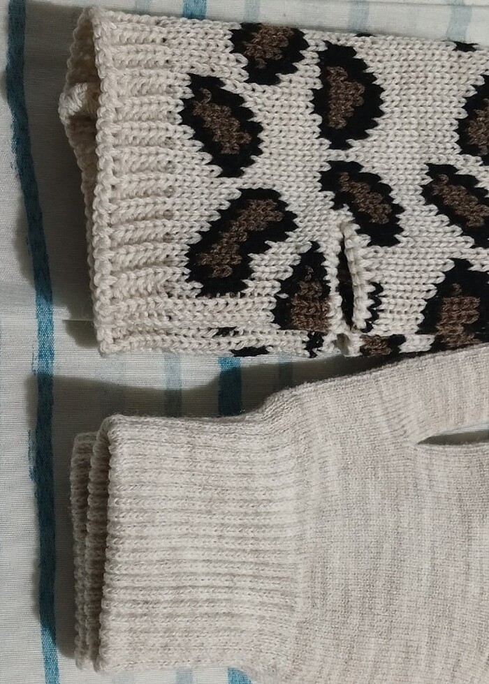 İkili triko eldiven leopar desenli - Görsel 5