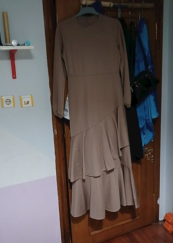 Kahverengi Kadın Uzun Salaş Elbise - Görsel 11