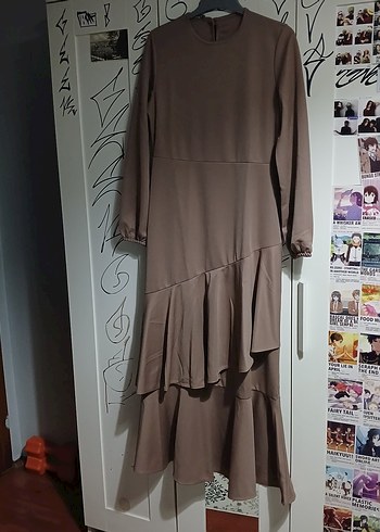 Kahverengi Kadın Uzun Salaş Elbise - Görsel 3