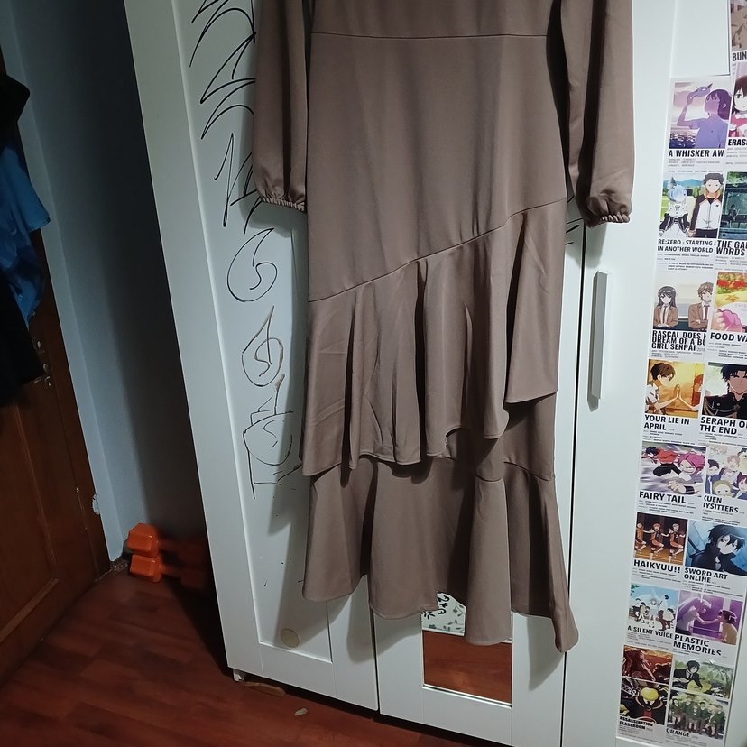 Kahverengi Kadın Uzun Salaş Elbise - Görsel 4