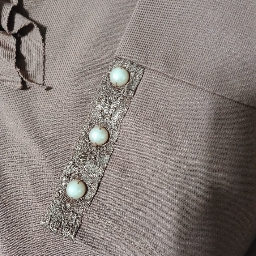 Bej Kadın Fırfırlı Uzun Kollu Bluz - Görsel 4