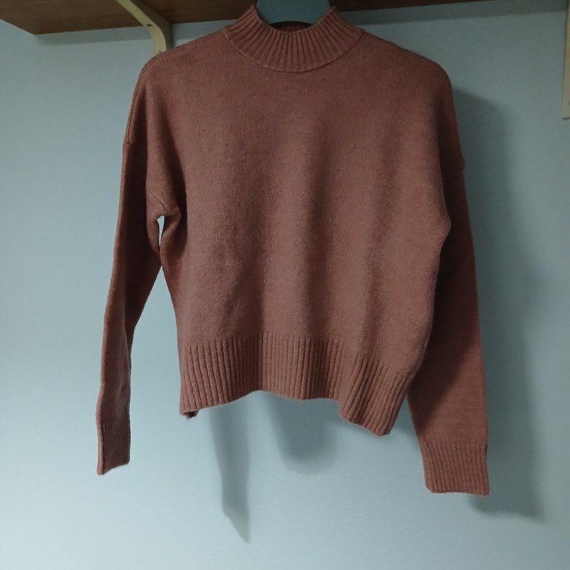 Bej Triko Kadın Kazak, Yuvarlak Yaka, Rahat Kesim - Görsel 4