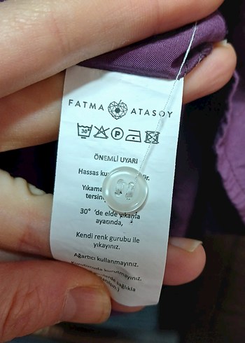 Düğmeli Uzun Mor Keten Elbise - Görsel 4