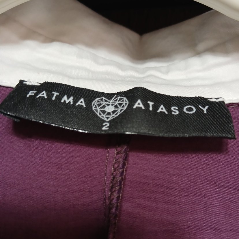 Düğmeli Uzun Mor Keten Elbise - Görsel 3