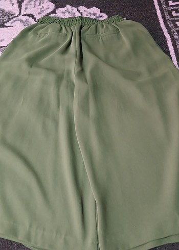 Düğmeli Salaş Haki Kadın midi  Etek pantolon - Görsel 6