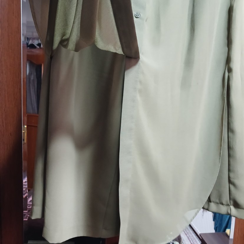 Düğmeli Salaş Haki Kadın midi  Etek pantolon - Görsel 5