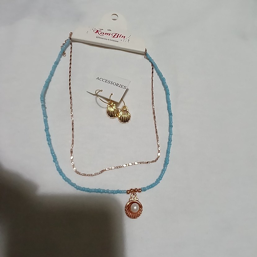 Turkuaz Boncuklu Mini Bohem Kolye ve küpe - Görsel 2