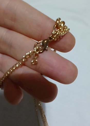 Parlak Altın Zincirli yanlardan sarkan Kadın Kolye - Görsel 4