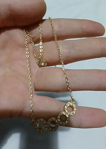 Altın Renk Zincir Detaylı Midi Kolye - Görsel 4