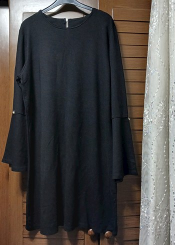 Siyah Kadın Uzun Kollu Salaş Tunik - Görsel 2