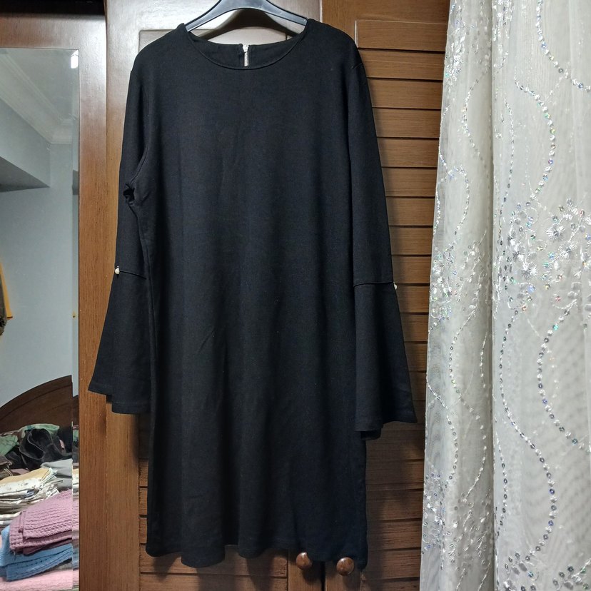 Siyah Kadın Uzun Kollu Salaş Tunik - Görsel 2