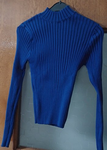 Kadın Lacivert Boğazlı İnce Triko Kazak - Görsel 2