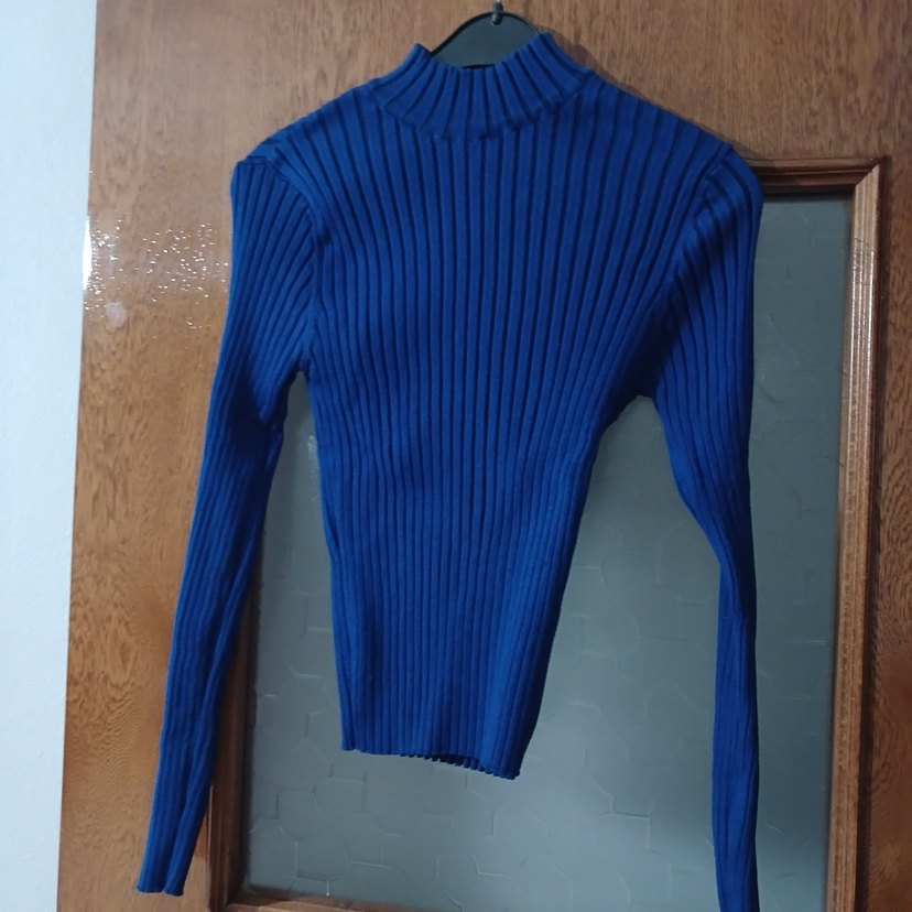 Kadın Lacivert Boğazlı İnce Triko Kazak - Görsel 2