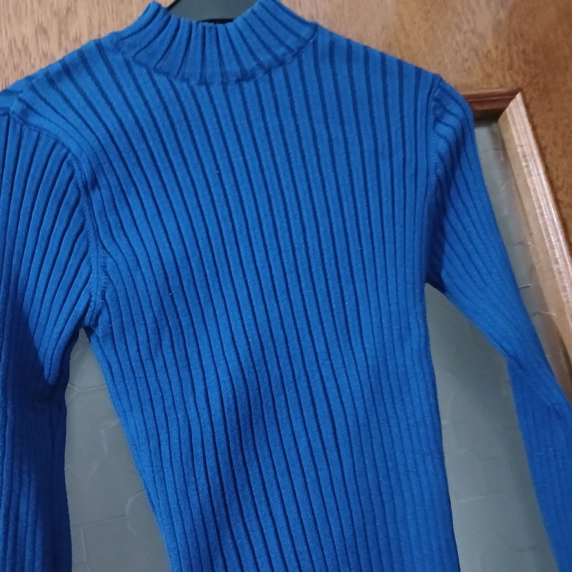 Kadın Lacivert Boğazlı İnce Triko Kazak - Görsel 4